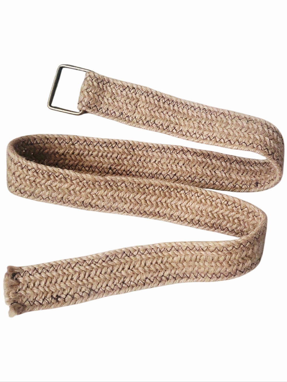 Vintage Jute Woven Braided Wide Belt / Adjustable L/XL / Unisex
